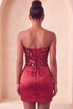 Sweetheart Champagne Pailletten Bodycon Mini Homecoming Jurk