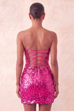 Sweetheart Fuchsia Keyhole Bodycon Glinsterende pailletten Homecoming-jurk met split