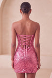 Sweetheart Fuchsia Keyhole Bodycon Glinsterende pailletten Homecoming-jurk met split