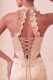 Halter korset Bodycon Mint Green gerimpelde korte homecomingjurk met split