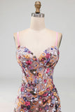 Roze korset Bodycon gerimpelde korte homecomingjurk met pailletten