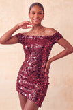 Sprankelende Champagne Off The Shoulder Bodycon Homecoming Jurk met pailletten