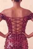 Sprankelende Champagne Off The Shoulder Bodycon Homecoming Jurk met pailletten