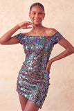 Sprankelende Champagne Off The Shoulder Bodycon Homecoming Jurk met pailletten