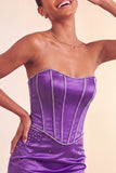 Strapless bodycon Lake Blue kralenbezette korte homecomingjurk met ruches