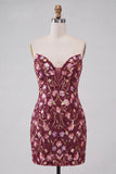 Roze Sweetheart Bodycon pailletten Homecoming jurk met veter op de rug