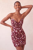 Roze Sweetheart Bodycon pailletten Homecoming jurk met veter op de rug