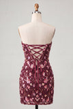 Roze Sweetheart Bodycon pailletten Homecoming jurk met veter op de rug