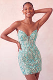 Roze Sweetheart Bodycon pailletten Homecoming jurk met veter op de rug