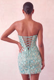 Roze Sweetheart Bodycon pailletten Homecoming jurk met veter op de rug