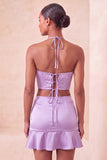 Zwarte halter Cut-Out Bodycon Mini Homecoming Jurk met ruches