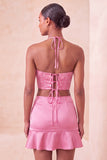 Zwarte halter Cut-Out Bodycon Mini Homecoming Jurk met ruches