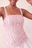 Roze bodycon rucheerige korte paillette homecoming jurk met veter op de rug