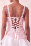 Roze bodycon rucheerige korte paillette homecoming jurk met veter op de rug