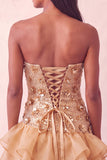 Blauwe strapless pailletten bodycon korte homecomingjurk met gerimpelde jurk