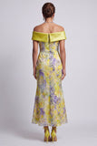 Blush Off the Shoulder Zeemeermin Kralenbekleedde Midi Moeder van de Bruid Jurk