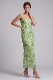 Zeemeermin-blush vierkante hals midi jurk van de moeder van de bruid