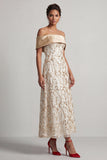 A-lijn rode midi Mother of the Bride jurk met pailletten