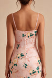 Roze Zeemeermin Bloemen Spaghetti Straps Midi Jurk