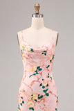 Roze Zeemeermin Bloemen Spaghetti Straps Midi Jurk