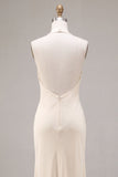 Chiffon abrikozenzeemeermin halter hals gerimpelde midi jurk met ruches en 3D bloem