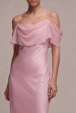 Chiffon donkerroze koude zeemeermin midi-jurk