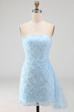 Strapless bloemen bodycon Kleine witte jurk met sjerp