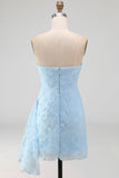 Strapless bloemen bodycon Kleine witte jurk met sjerp