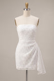 Strapless bloemen bodycon Kleine witte jurk met sjerp