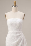 Strapless bloemen bodycon Kleine witte jurk met sjerp