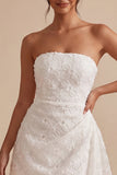 Strapless bloemen bodycon Kleine witte jurk met sjerp