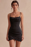 Bodycon korset Spaghetti bandjes gerimpeld Klein Wit Jurkje