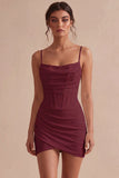 Bodycon korset Spaghetti bandjes gerimpeld Klein Wit Jurkje