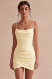 Bodycon korset Spaghetti bandjes gerimpeld Klein Wit Jurkje
