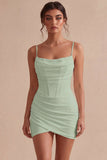 Bodycon korset Spaghetti bandjes gerimpeld Klein Wit Jurkje