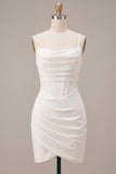 Bodycon korset Spaghetti bandjes gerimpeld Klein Wit Jurkje