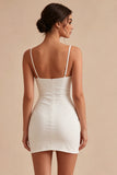 Bodycon korset Spaghetti bandjes gerimpeld Klein Wit Jurkje