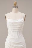 Bodycon korset Spaghetti bandjes gerimpeld Klein Wit Jurkje