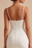 Bodycon korset Spaghetti bandjes gerimpeld Klein Wit Jurkje