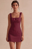 Vierkante hals met ruches Bodycon Klein Wit Jurkje