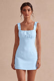 Vierkante hals met ruches Bodycon Klein Wit Jurkje