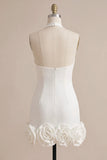 Halter Neck Bodycon Rugloos Klein Wit Jurkje met 3D-bloemen