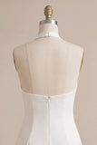 Halter Neck Bodycon Rugloos Klein Wit Jurkje met 3D-bloemen