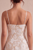 Ivoor Bodycon Spaghetti Straps Bloemen Jacquard Mini Jurk