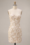 Ivoor Bodycon Spaghetti Straps Bloemen Jacquard Mini Jurk