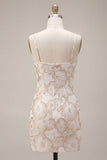 Ivoor Bodycon Spaghetti Straps Bloemen Jacquard Mini Jurk