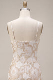 Ivoor Bodycon Spaghetti Straps Bloemen Jacquard Mini Jurk