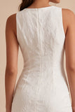 Ronde hals bodycon bloemen kleine witte jurk met split