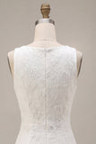 Ronde hals bodycon bloemen kleine witte jurk met split
