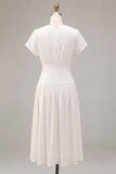 A-lijn Chiffon V-hals Klein Wit Jurkje